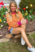 Stripe Trimmed Round Neck Drop Shoulder Loose Sweater